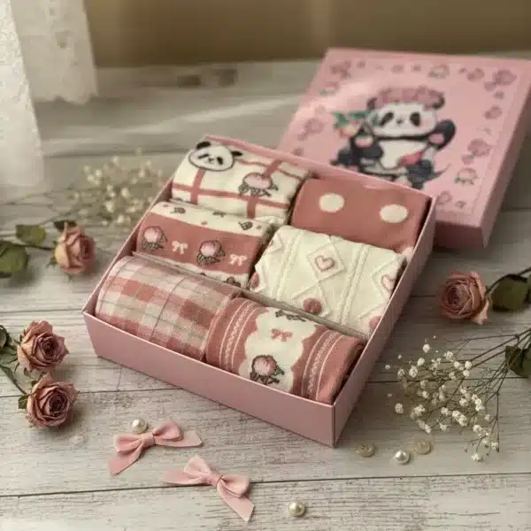 Damskie Pudełko Prezentowe | RÓŻOWE - 6 PAR [35-41]