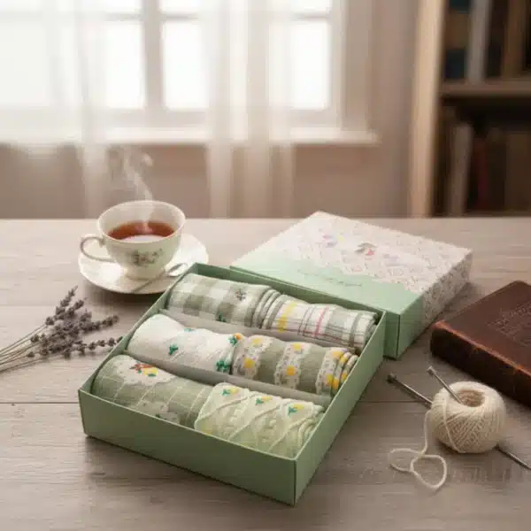 Damskie Pudełko Prezentowe | ZIELONE – 6 PAR