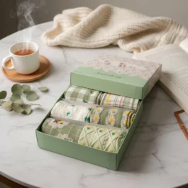 Damskie Pudełko Prezentowe | ZIELONE – 6 PAR [35-41]